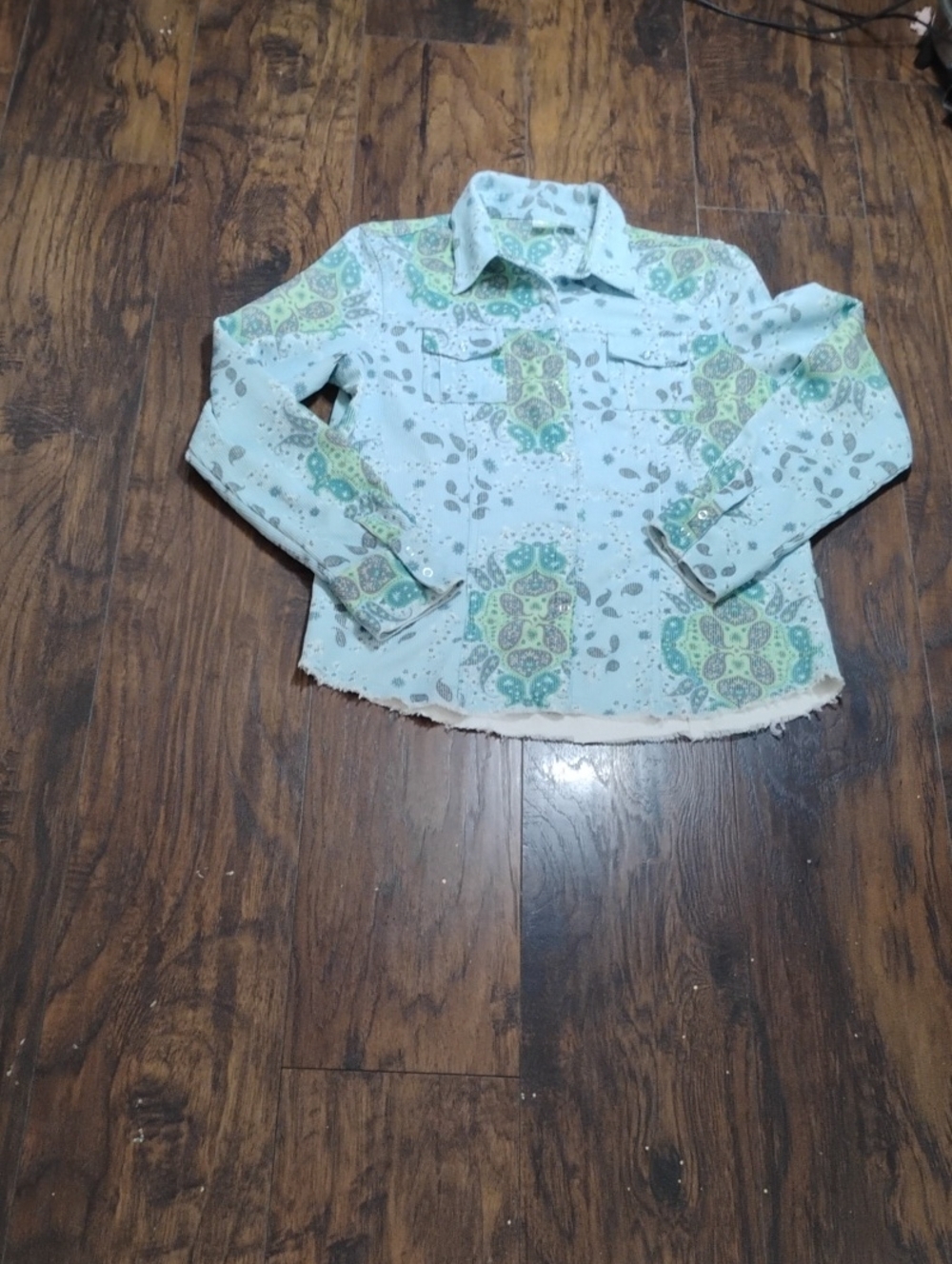 Light Blue Patterned Girls' Long-Sleeve Shirt